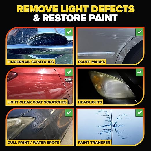 Carfidant Scratch and Swirl Remover - Car Scratch Remover for Vehicles Paint - Polishing Compound for Cars - Paint Restorer Kit with Pad, Microfiber and Sanding Block