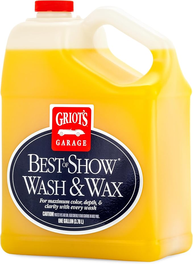 Griot's Garage Best of Show Wash and Wax for Car Detailing and Cleaning, Carnauba-Packed Coating, High Gloss Shine and Protection for Auto Paint, 11396, One Gallon