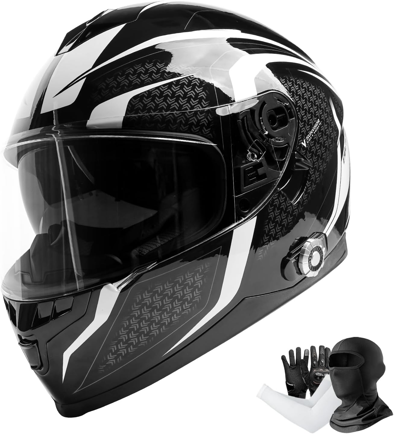 Full Face FreedConn Motorcycle Helmet Bluetooth 5.0 Integrated 2 Way Intercom DOT FMVSS-218 Rated Motorbike Helmet Communication with Dual Visor MP3 for Men Women New EPS