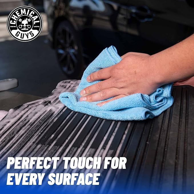 Chemical Guys MICBLUE03 Workhorse Professional Microfiber Towel, Blue (Safe for Car Wash, Home Cleaning & Pet Drying Cloths) 16" x 16", Pack of 3