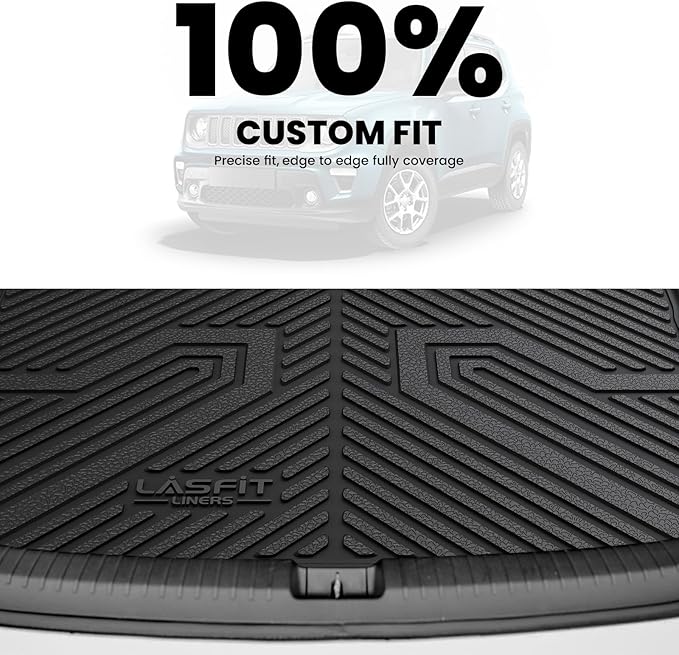 LASFIT Cargo Mat for Jeep Renegade 2015-2023 Upper Position, All Weather TPE Custom Fit Trunk Mat Cargo Liner Trunk Liner, Black