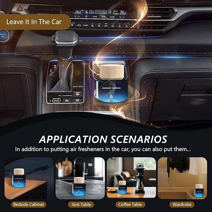 Car Air Freshener for Men & Women – Long-Lasting Mahogany Teakwood Essential Oil Diffuser for Car Cup Holder – 50ML (1.7 FL OZ) Car Scent Diffuser, Inspired by Perfume – Made in USA