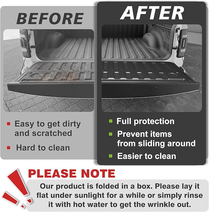 TripleAliners Tailgate Mat for 2019-2025 2026 Dodge Ram 1500 Power Tailgate-Release&Standard Tailgate Accessories Liner Protector TPE Custom Fit (Won't Fit Classic/Multifunction/Power Tailgate)