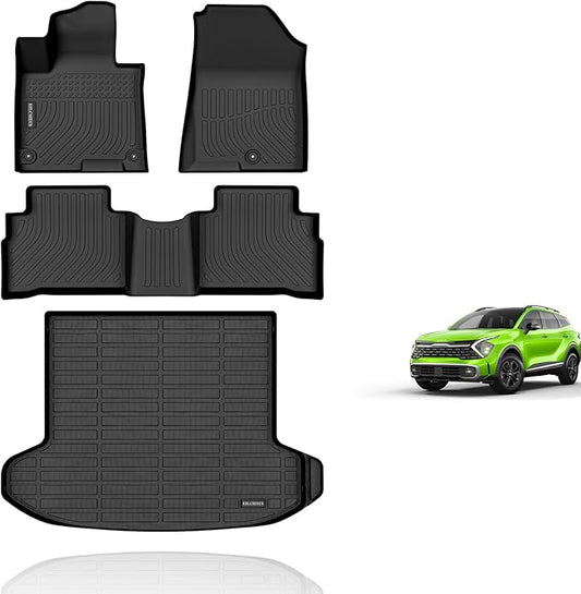 KELCSEECS® Floor Mats & Cargo Liner Custom for 2025 2024 2023 Kia Sportage(Not Fit Hybrid) All Weather Car Mats Floor Liners Trunk Mat Kia Sportage Floor Mats Accessories