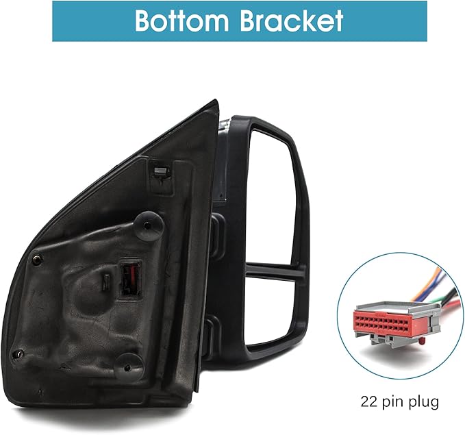 BOOLEE Towing Mirrors fit for 2017-2020 Ford F250 F350 F450 F550 Super Duty Turn Signal Light Dynamic Signal Light Temp Sensor Heated Power Puddle Lamp Auxiliary Light Black Tow Mirrors LH RH