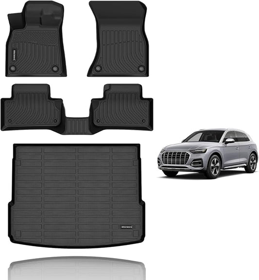 KELCSEECS Floor Mats & Cargo Liner Custom for Audi Q5 (Not for Q5 PHEV Models) 2024 2023 2022 2021 2020 2019 2018 Car Mats Automotive Cargo Mat Floor Liners Trunk Mat Q5 All Weather Trunk Liner