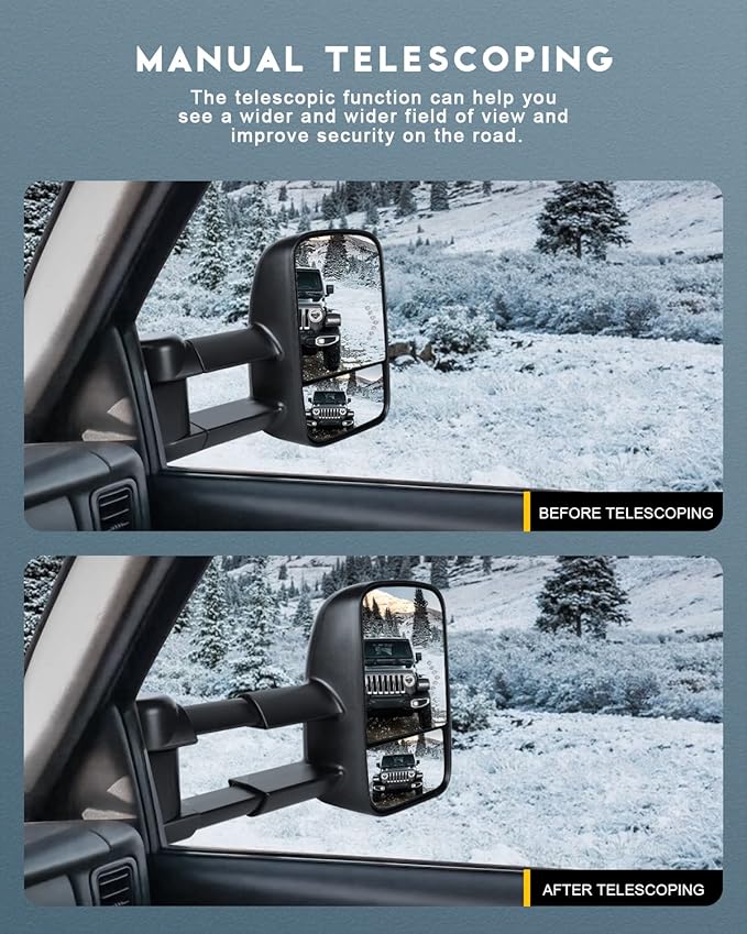 OCPTY Towing Mirrors Power Heated Left Driver Right Passenger Side Tow Mirrors Fit For 2007-2014 For Chevy For Gmc For Gmc Sierra 1500/2500 Hd/3500 Hd(07 New Body Style Only) With Turn Signal Black