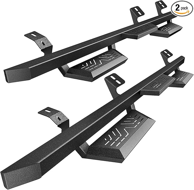 PZ Running Boards Compatible with 2005-2023 Toyota Tacoma Double/Crew Cab (4 Full-Size Doors), Drop Side Steps Black Heavy Duty Carbon Steel Rails Nerf Bars