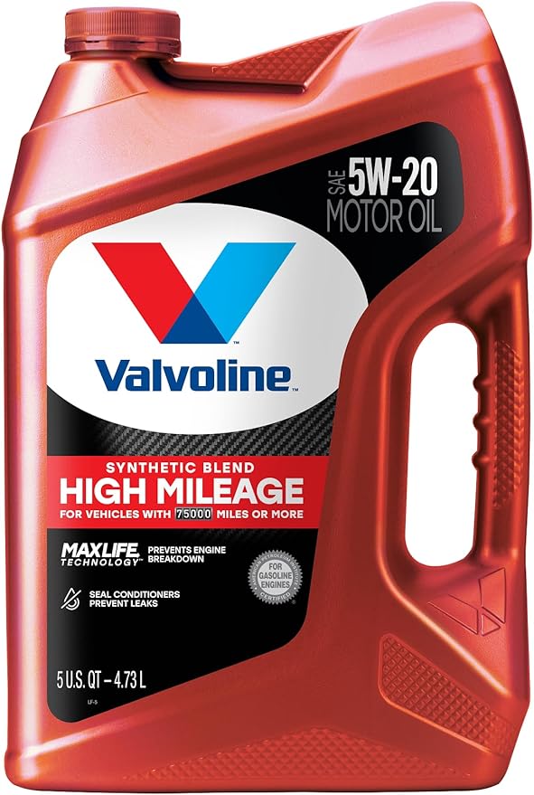 Valvoline High Mileage with MaxLife Technology 5W-20 Synthetic Blend Motor Oil 5 Quart (Pack of 3)
