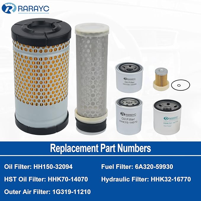 RTV Maintenance Filter Kit (Oil, Fuel, HST, Hydraulic, Air Filters) Compatible with Kubota RTV-X1140 X1100C X1120D Replacement Part HH150-32094 6A320-59930 HHK70-14070 HHK32-16770 1G319-11210
