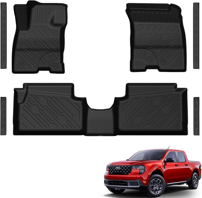 Floor Mats for 2022-2026 Ford Maverick (Only Hybrid Models), TPE All Weather Protection Interior Car Floor Liners Door Sill Guards for 2025 Maverick Hybrid Accessories