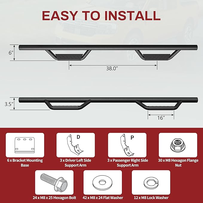 YITAMOTOR Running Boards Compatible with 2019-2025 Dodge Ram 1500 Crew Cab New Body Style Nerf Bars Side Step (Exclude 1500 Classic)