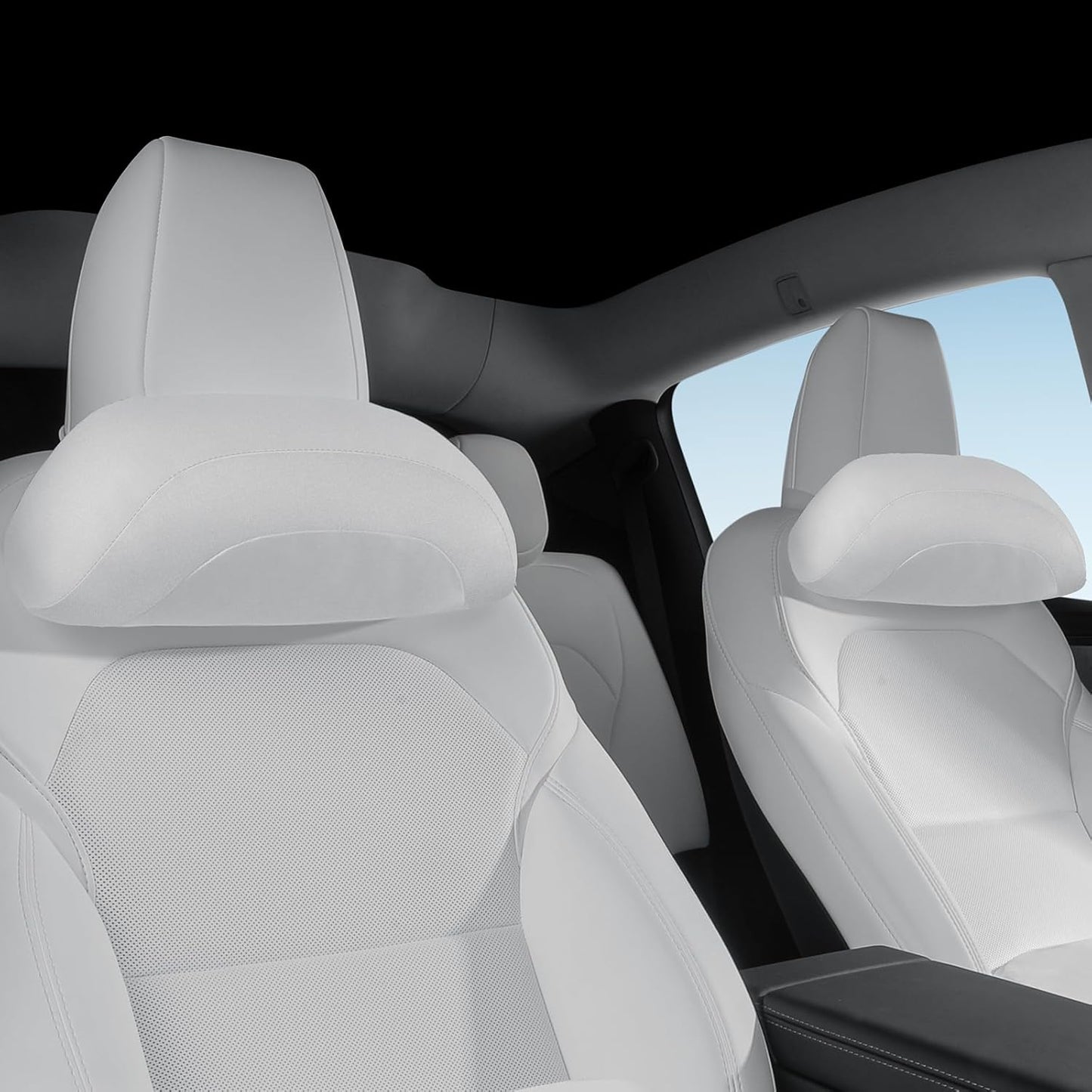 Car Headrest Pillow for Driving, Softness Ergonomic Design Universal Travel Neck Pillow for Most Cars, Office Chairs, Gaming Chairs with Extra Filler Cotton Bag (White, 2PC)