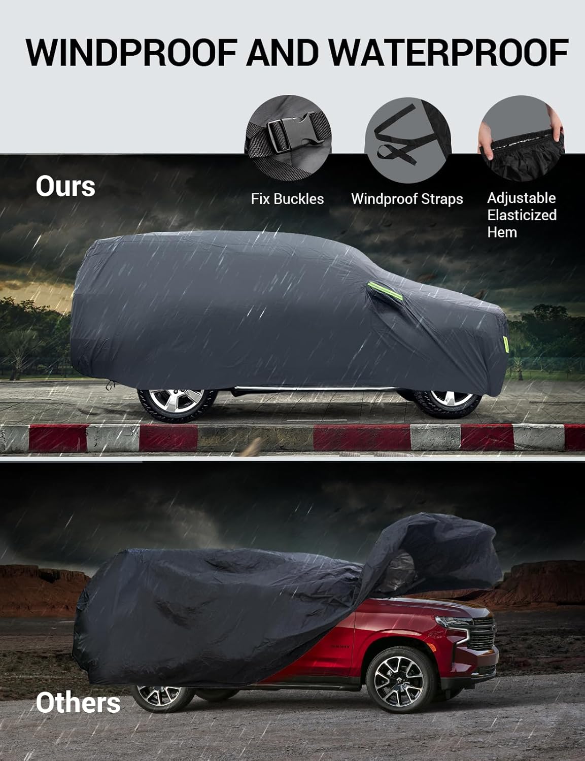 Proadsy 2025 Upgrade Car Cover Custom Fit for Hyundai Kona 2024 2025, Waterproof All Weather for Automobiles, Full Exterior Cover Rain Snow Sun Protector Indoor Outdoor Car Cover