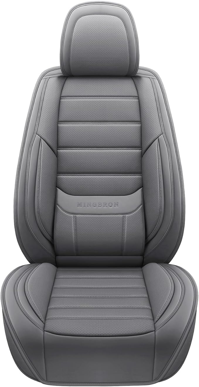 Front Car Seat Covers, Leather Car Seat Covers, Fit for Most Cars SUV and Most Sedan Grey