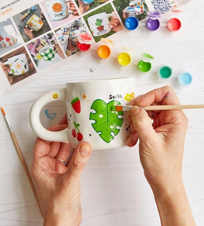 Pott'd Paintables Paint Your Own Mug Kit - DIY Mug Painting Kit for Adults. Ceramic Painting Kit for Adults Includes Mugs, Paints, Brushes and Painting Inspiration Guide