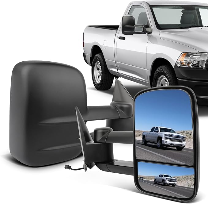 ECCPP Towing Mirrors With 1999-2002 For Chevy Silverado For GMC Sierra 1500/2500/3500 Power Adjusted Heated No Turn Signal Manual Telescoping Folding Pickup Truck Mirrors