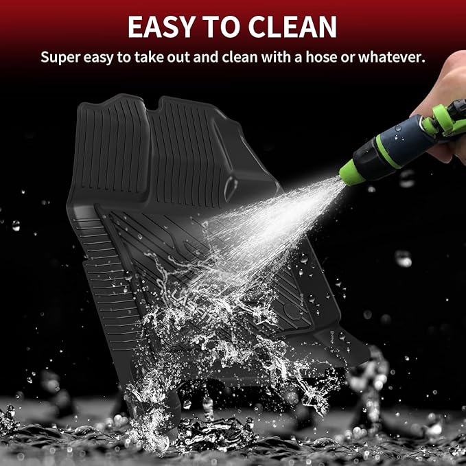 LASFIT Floor Mats for Ford F-150 2015-2025 | F150 Lightning 2022-2025 SuperCrew (Rear w/o Fold Flat Storage) Carpet Floor All Weather Protector TPE Truck Liners- 1st & 2nd Row, 3pcs Black