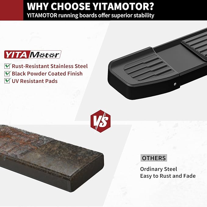 YITAMOTOR Running Boards Compatible with 2019-2025 Dodge Ram 1500 Crew Cab New Body Style Nerf Bars Side Step (Exclude 1500 Classic)