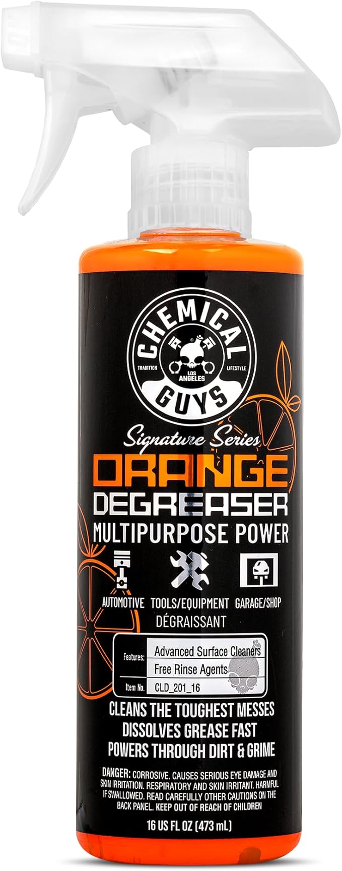 Chemical Guys Signature Series Orange Degreaser - Heavy Duty All Purpose Cleaner for Engines, Tires, Undercarriages, Tools and More - Professional Strength, Breaks Down Grease, Oil and Grime, 16 oz