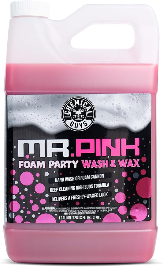 Chemical Guys Mr. Pink Foam Party Wash & Wax – 128 oz Tangerine Scent High Foaming Car Wash Soap for Foam Cannons and Buckets – Safe on Paint, Clear Coat, Cars, Trucks, SUVs, and RVs