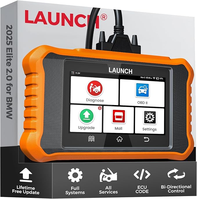 LAUNCH Creader Elite V2.0 for BMW OBD2 Scanner, Full System Diagnostic Bi-Directional Scan Tool, ECU Code, All Services, Active Tests, Battery Registration Tool for BMW Mini RR, Lifetime Free Update