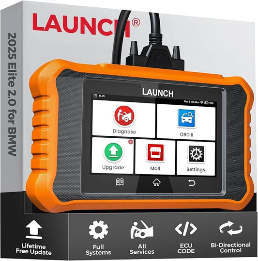 LAUNCH Creader Elite V2.0 for BMW OBD2 Scanner, Full System Diagnostic Bi-Directional Scan Tool, ECU Code, All Services, Active Tests, Battery Registration Tool for BMW Mini RR, Lifetime Free Update