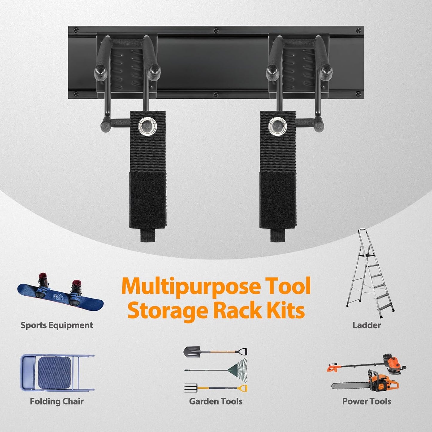 Garage Tool Organizer Wall Mount, 48 Inch Adjustable Garage Tool Storage Rack, Heavy Duty Garden Tool Organizer Rack, Yard Tool Organizer System for Rake Shovel Broom Mop Wall Holder