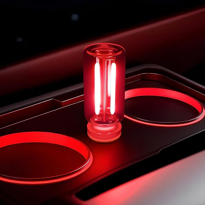 Vintage USB Car Night Light, Touch Dimmable LED Filament Lamp - Portable Mini Glass Bottle Ambient Lighting for Vehicle Interior, Bedroom, Hallway, Camping & Holiday Decoration