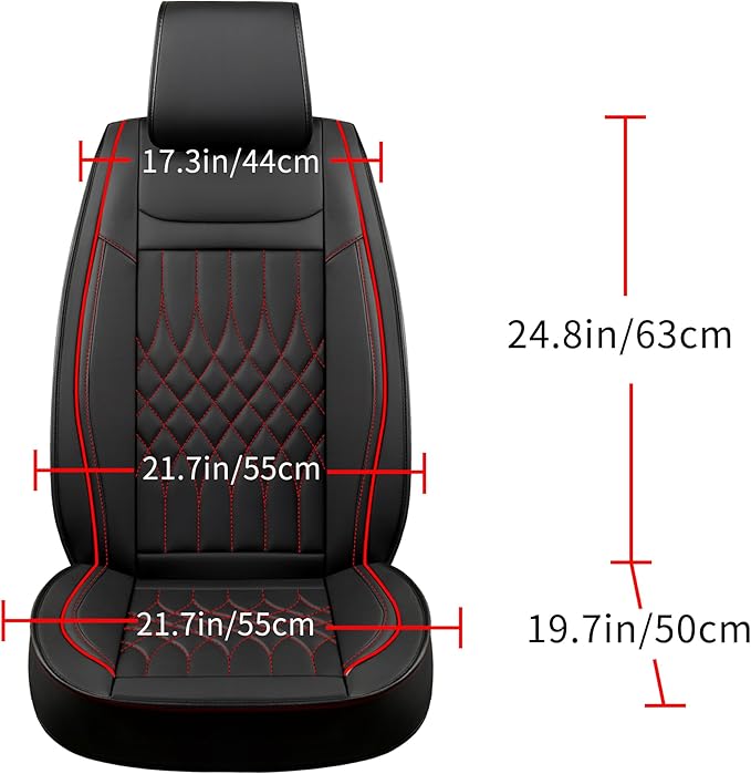 Car Seat Covers 5 Seats Full Set, Waterproof Napa Leather Automotive Seat Protector for Cars SUV Truck Sedan, Universal Anti-Slip Car Seat Cushion Interior Accessories, Black and Red