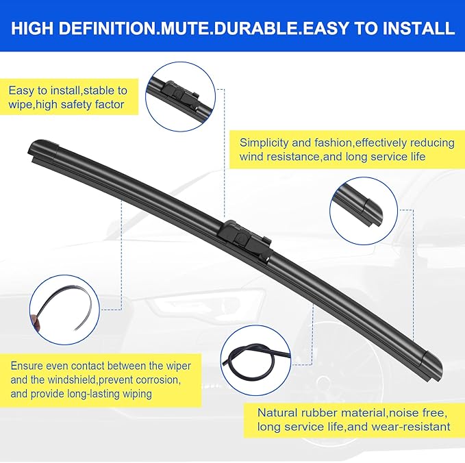 ANIKLUIM® 26"+23" Wiper Blades with 12" Rear Wiper Blade Set Replacement for Mercedes-Benz Windshield Wipers Original Factory Quality (Pack of 3)