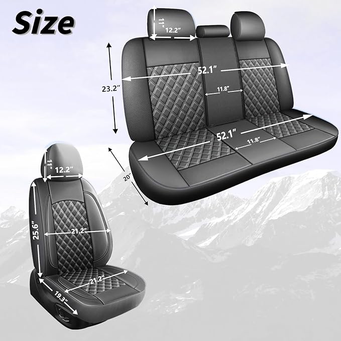 Leather Car Seat Covers,Breathable and Waterproof Napa Leather Automotive Seat Cover,Universal Interior for Cars,Sedans,SUVs,Vans,Trucks(2 Pieces,Front Seat,Grey,N3)