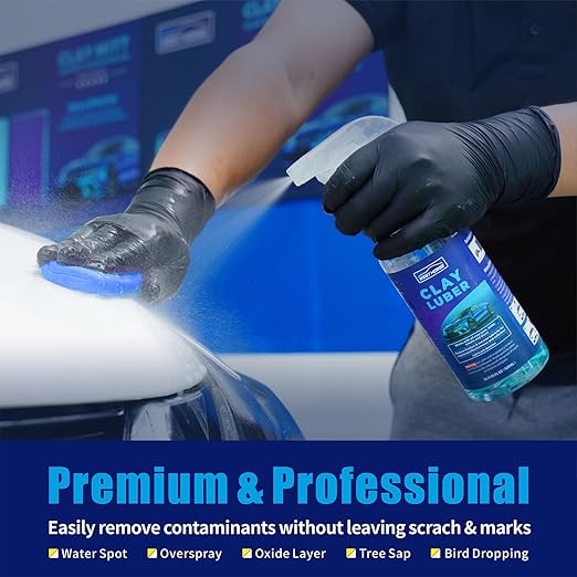 Complete Clay Bar and Luber Kit for Auto Detailing - 4 Pack (4x100g) Clay Bars for Car Detailing + 16.9 fl. oz Lubricant Spray + 4 Pack Microfiber Cleansing Towel