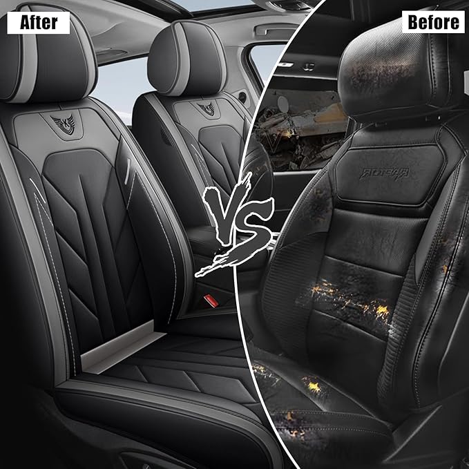 Universal Seat Covers Full Set Car Seat Protector Waterproof Car Seat Cushion Leather Comfortable and Breathable Fit for Most Cars for Year Round Use (Gray)