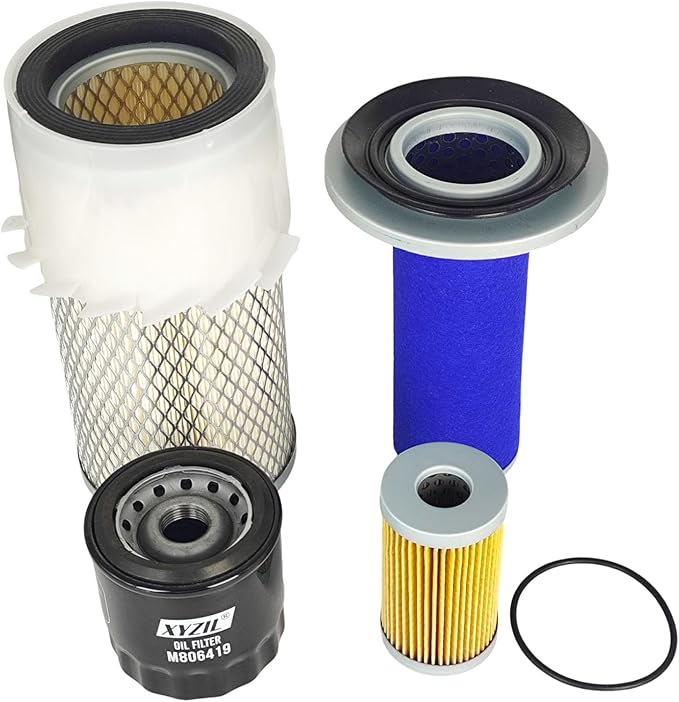 Maintenance Filter Kit Compatible with John Deere 955 Engine 3TN84 Compact Utility Tractor M806419 M801209 T111383 AM108184 AM108185 Dual Stage Air Cleaner (Oil Fuel Air Filter Kit)