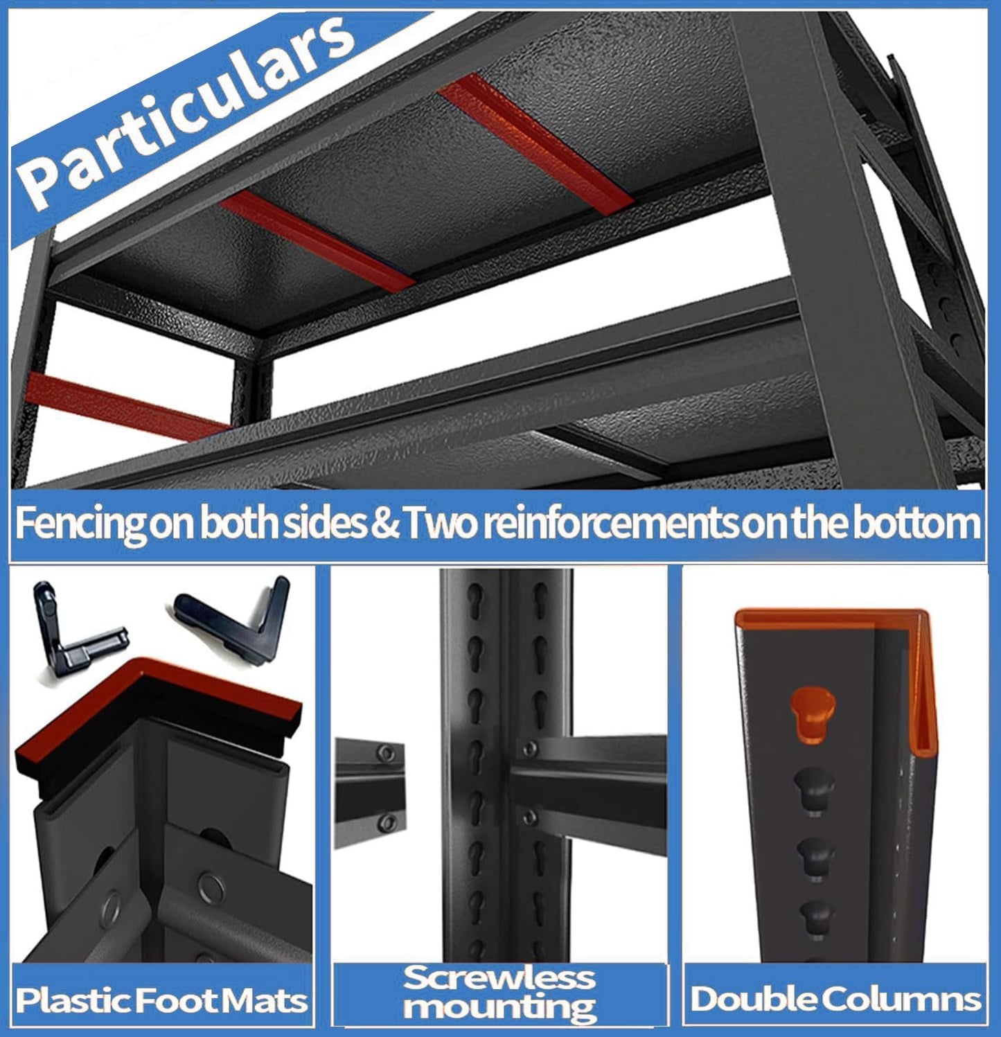 Garage Shelving 3500LBS Storage Shelves 5-Tier Adjustable Metal Shelving Units Garage Storage Shelves Heavy Duty for Industrial, Warehouse, Basement, Commercial, Black
