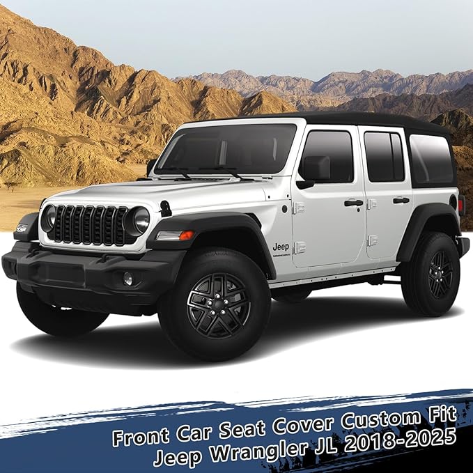 GIANT PANDA Front Seat Covers for Jeep Wrangler JL 2018-2025 Sahara Sport Rubicon Unlimited Willys,Faux Leather Seat Protectors (2 Pack, Beige)