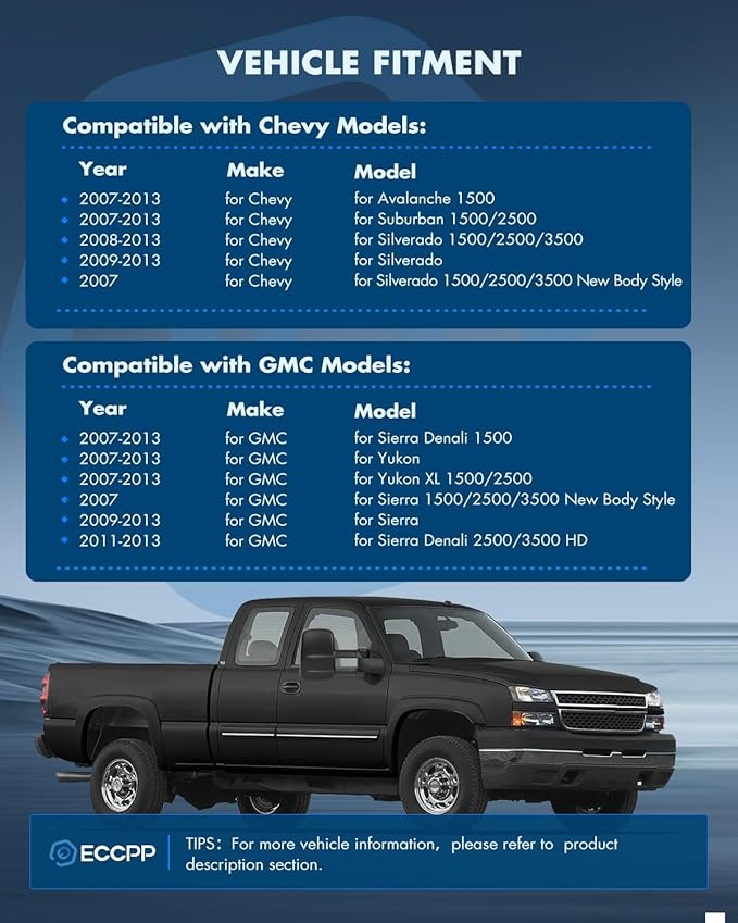 ECCPP Towing Mirror Replacement fit 2007-2014 for Chevy Silverado | Side View Tow Mirrors Manual Non-Heated Black Pair 2008-2013