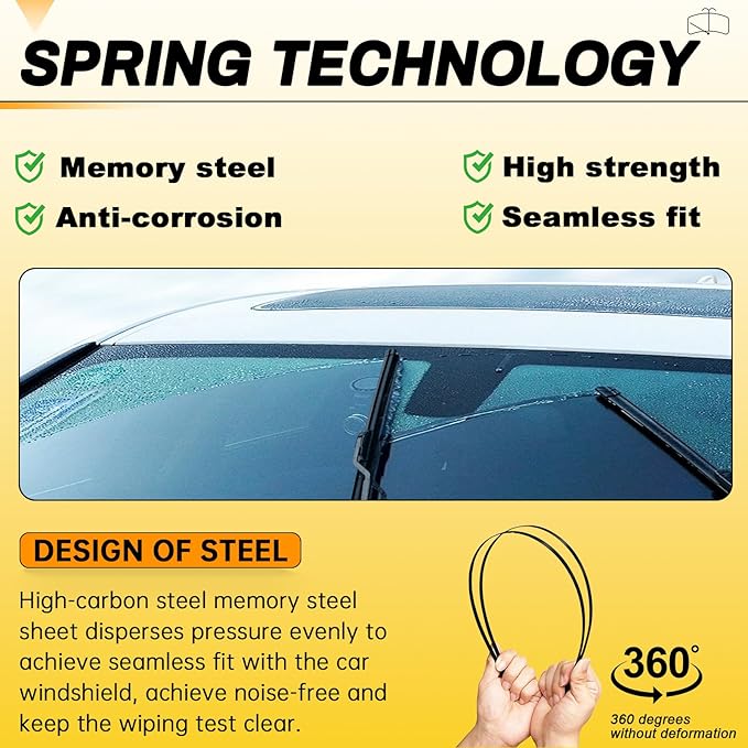 AUTOBOO 24" and 21" Windshield Wipers Blades (Pack Of 2),OEM Quality Premium All-Seasons Wiper blades,Stable and Quiet Armor wiper blades