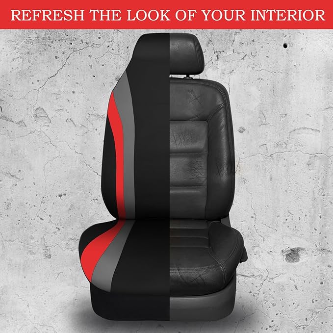 CAR PASS AquaShield Neoprene Waterproof Car Seat Covers Front Seats Only, High Back Bucket Seat Covers,Airbag Compatible,Seat Covers for Women Girl, Universal Fit for Auto Truck Van SUV (Black Red)