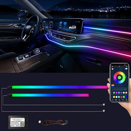 Dreamcolor Acrylic Interior Car Lights, WEBUPAR Car Accessories 2 in 1 Car LED Strip Lights with APP Control and 213 Modes, Car Center Console Fiber Optic Lights, RGB Neon Car Lighting