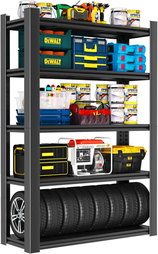 Metal Garage Shelving Unit, Heavy Duty 5-Tier Adjustable Storage Rack, Steel Shelving,2000 lbs Capacity, Industrial Shelves for Heavy Tools and Equipment (5-Tier 78" H x 36" W x 14" D)