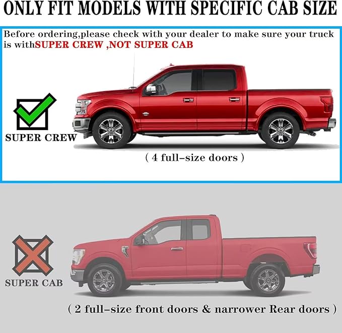 COMNOVA Pair Running Board Compatible with 17-25 Ford F250 Superduty Crew Cab（4 Full Size Doors） Rocker Slider Side Steps,Width 6 Inches V Style.with OE Style Brackets.