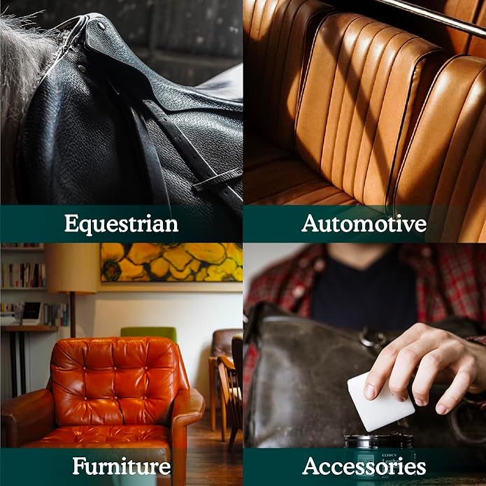 Clyde's™ 4-Step Leather Recoloring Kit | Includes Brush and Lint-Free Towels | Cleans, Restores, and Protects Your Leather