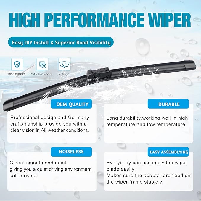 VTOGOI Windshield Wipers Replacement for BMW X5 2007-2013 Front Rear Wiper Blades and Rear Windshield Wiper Arm Set for My Car (Pack of 4)