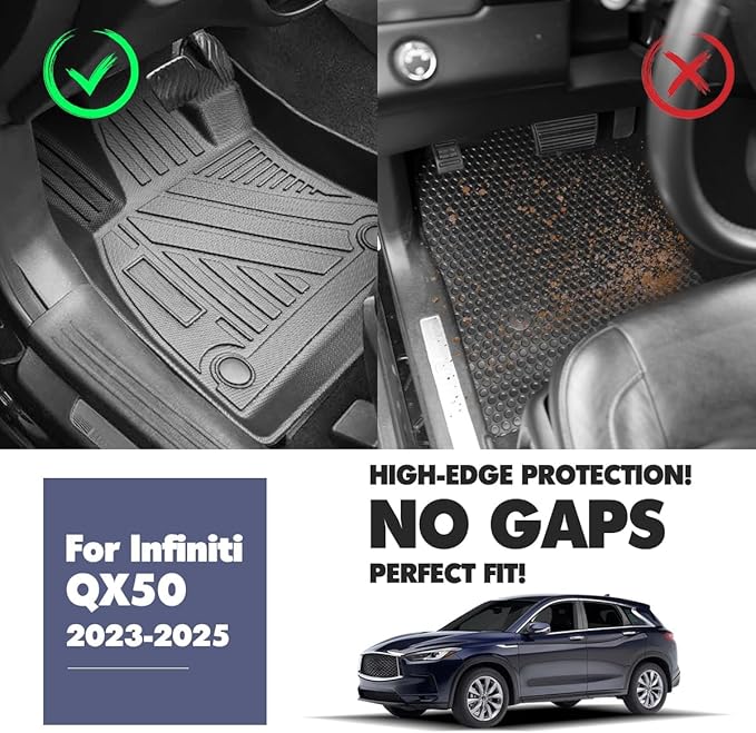 Floor Mats Fit for 2019-2025 Infiniti QX50 Floor Liner Cargo Mats，All-Weather TPE Floor Liner Rear Cargo Trunk Liner Protector for 2019 2020 2021 2022 2023 2024 2025 Infiniti QX50 Accessories