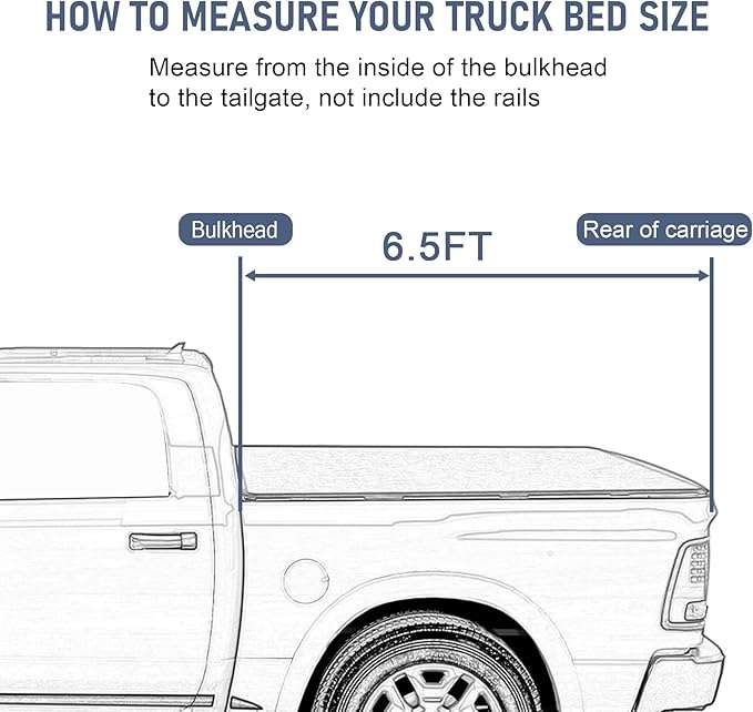 CARMOCAR Quad-Fold Soft Folding Truck Tonneau Cover Replacement for Ford F-150 2015-2024 Styleside Waterproof Tonneau Covers Top Mount Assembly LED Lamp 6'5" Bed