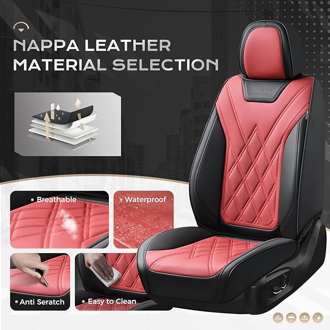 Coverado Car Seat Covers Full Set, Seat Covers for Cars, Front Seat Covers and Back Seat Cover Waterproof Leather Automotive Seat Cover, Universal Car Interior Protectors Cushion for Most Cars