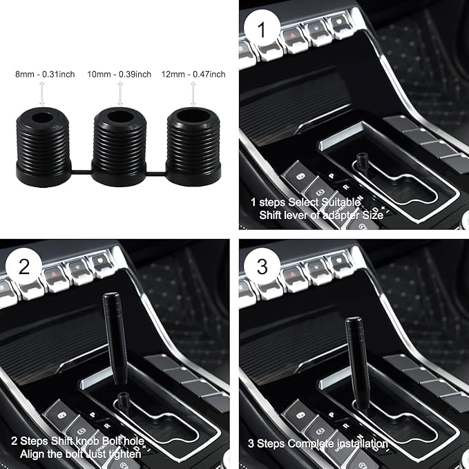 Long Shift Knob Weighted Aluminum Alloy Polished Metal Driving Handle Stick Gear Shifter Knobs Transmission Lever Fit Most Cars Trucks SUV Automated Manual Vehicles Black