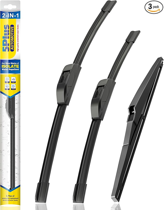 5 PLUS® Silicone Windshield Wiper Blades Replacement for 2022-2014 JEEP Cherokee Wiper Blades(Set of 3),Automotive Replacement Windshield Wiper Blades With silicone Water Repellency-26"/18"/14"